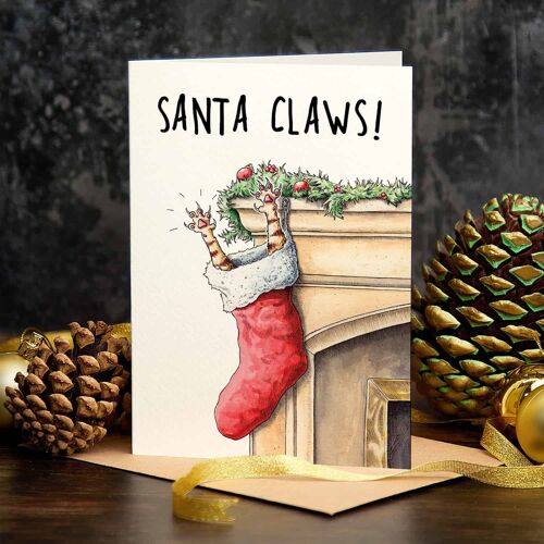 Santa Claws Card - Holiday Card - Christmas Card