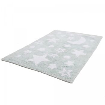 Tapis enfant 80x140cm GOOD NIGHT 100% BIO Vert. Tapis artisanal en Coton 3