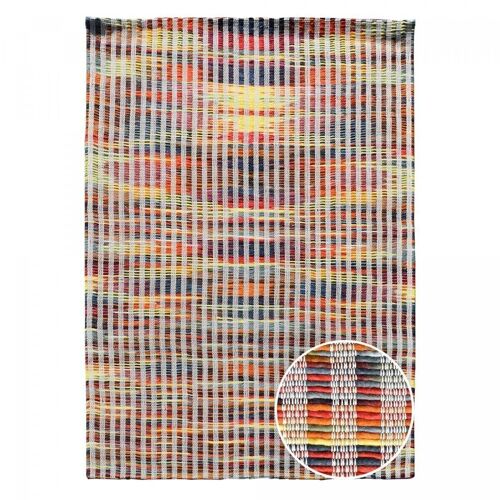 Tapis kilim 120x170cm KL LINE RELIEF Multicolore. Tapis artisanal en Laine