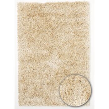 Tapis shaggy 100x100 rondcm MALAIDORY Blanc. Tapis artisanal en Polyester 2