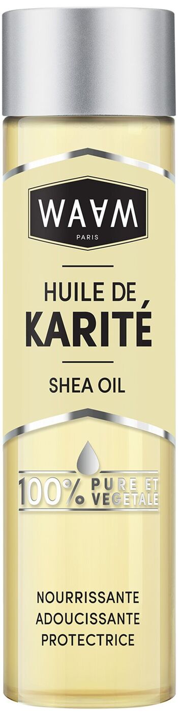 WAAM Cosmetics – Huile végétale de Karité – 100% pure et naturelle – Première pression à froid – Huile nourrissante pour peau et cheveux– 75ml