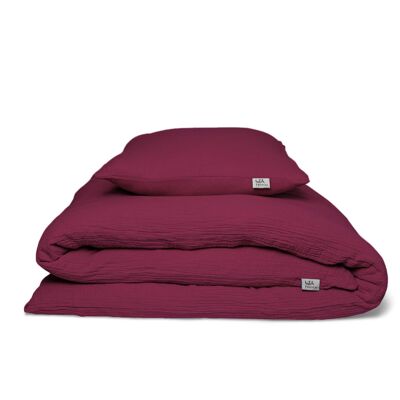 Linge de lit mousseline « Eliane » • Rouge Violet