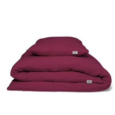 Muslin bed linen “Eliane” • Red Violet