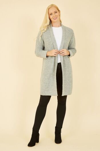 Cardigan long tricoté gris Yumi 7