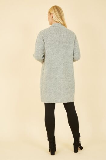 Cardigan long tricoté gris Yumi 8