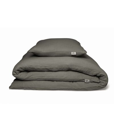 Muslin bed linen “Eliane” • Anthracite