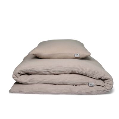 Muslin bed linen “Eliane” • Stone