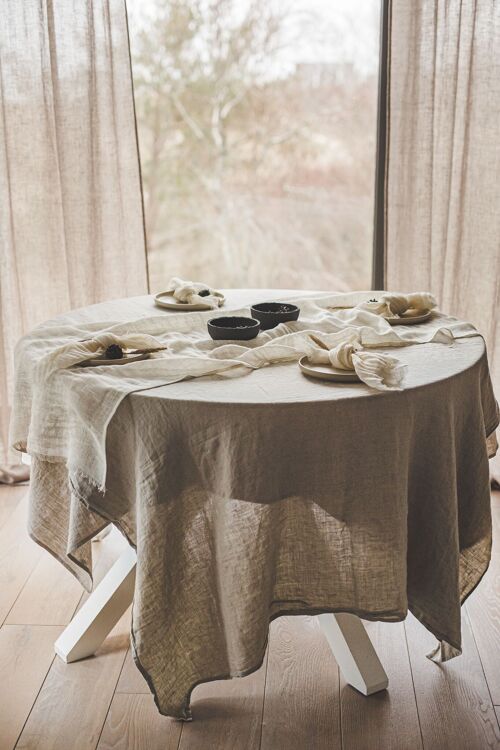 Soft Washed Natural Flax Linen Tablecloth Various Sizes