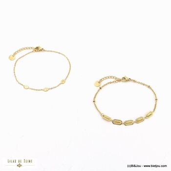 Duo bracelets chaîne maille fantaisie acier inox 0223027 4