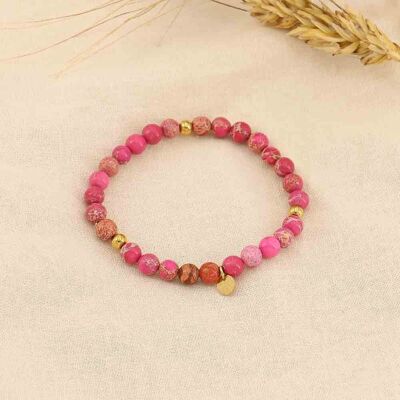 Pulsera elástica con cuentas de piedra jaspeada 6mm 0223015