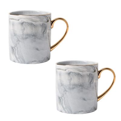 Graue Marmor Tasse Goldener Henkel Set