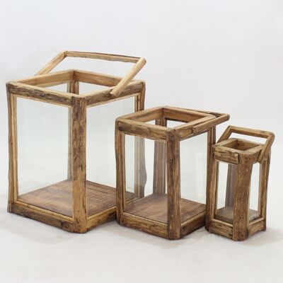 Wooden lantern set of 3