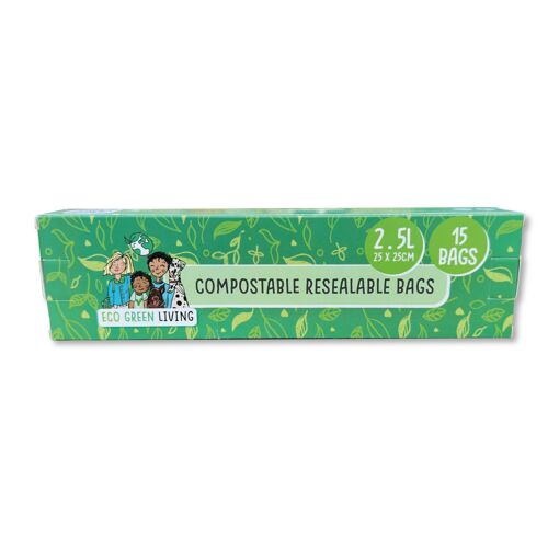 Compostable Resealable Bags Large  | 2.5 Litre (15 bags)