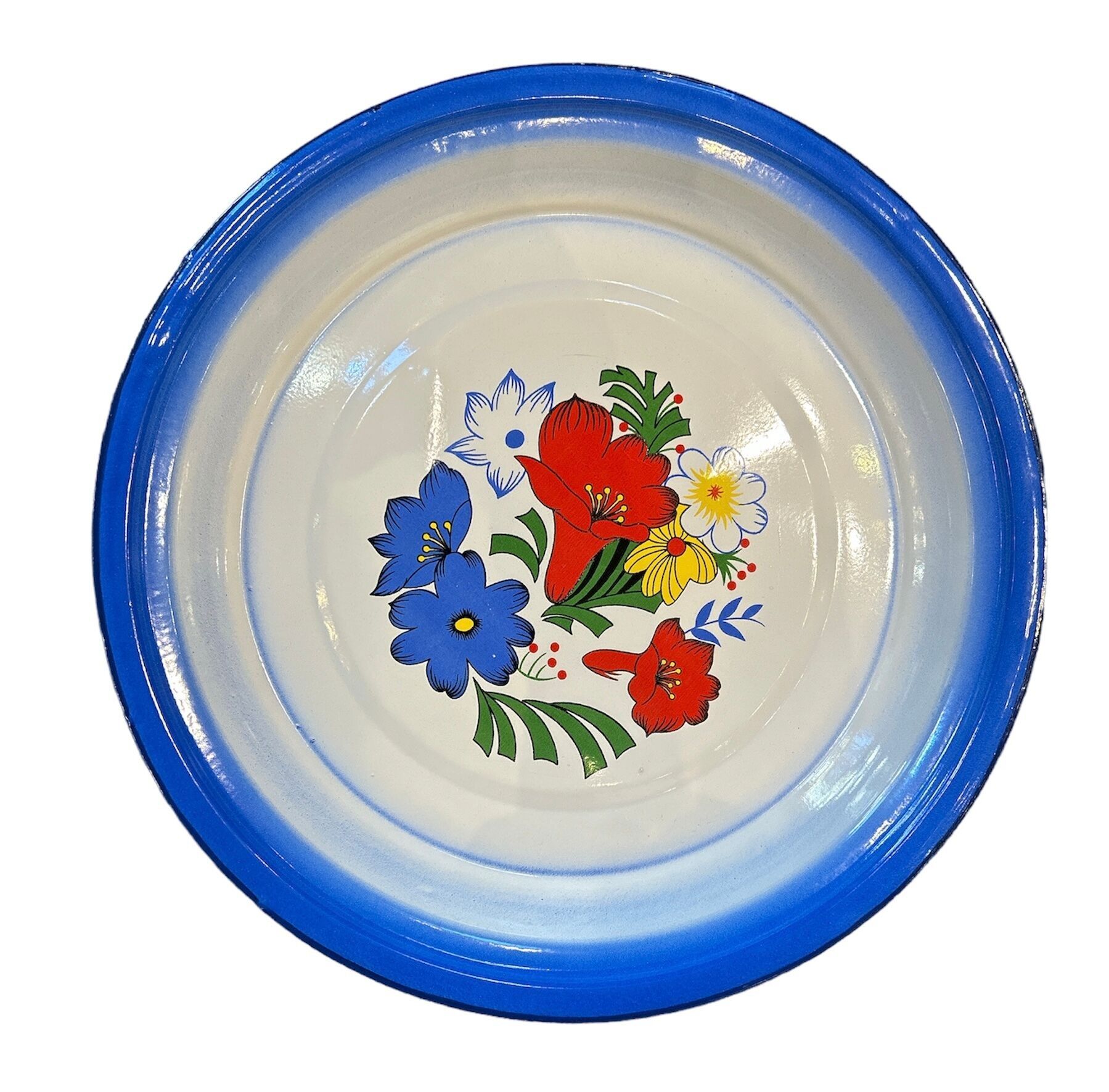 Blau emailliertes Tablett