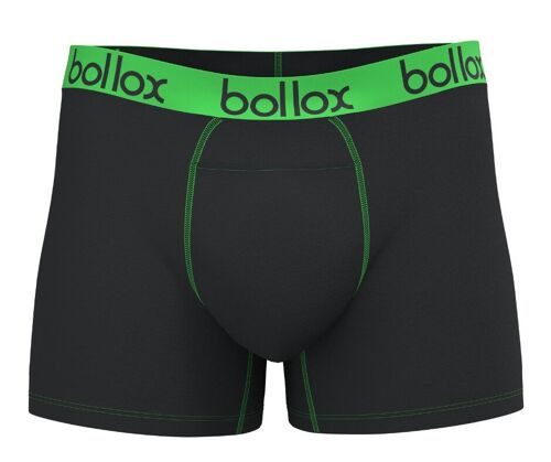 Black with Green - Men's H-Fly Trunk - Bamboo & Cotton Blend (1Pack)