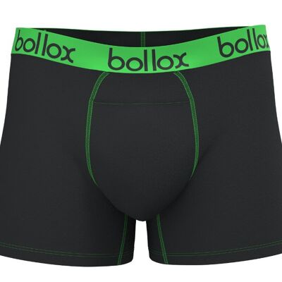 Black with Green - Men's H-Fly Trunk - Bamboo & Cotton Blend (1Pack)