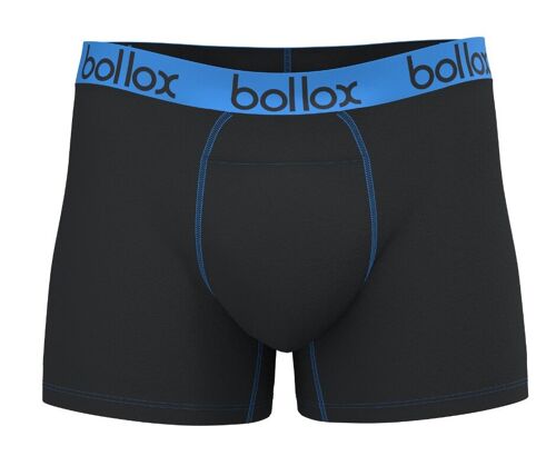 Black with Light Blue - Men's H-Fly Trunk - Bamboo & Cotton Blend (1Pack)