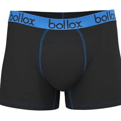 Noir avec bleu clair - Boxer H-Fly pour hommes - Mélange de bambou et de coton (1 paquet)