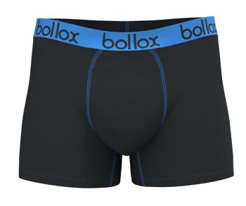 Noir avec bleu clair - Boxer pour homme - Mélange de bambou et de coton (1 paquet) 1