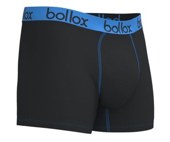 Noir avec bleu clair - Boxer pour homme - Mélange de bambou et de coton (1 paquet) 2