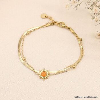 Bracelet double acier chaîne maille miroir soleil 0223014 1