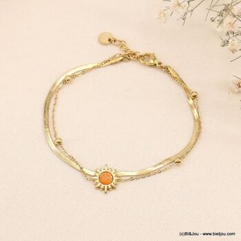 Bracelet double acier chaîne maille miroir soleil 0223014 2