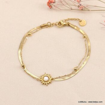 Bracelet double acier chaîne maille miroir soleil 0223014 5