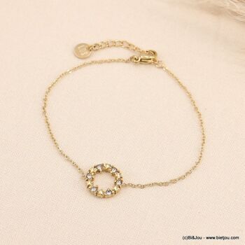 Bracelet acier inoxydable anneau coeurs strass 0223106 3