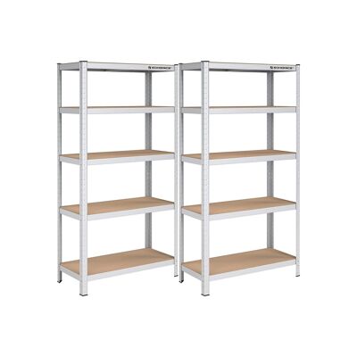Set of 2 heavy shelves, height 150 cm, blue 30 x 75 x 150 cm (D x W x H)