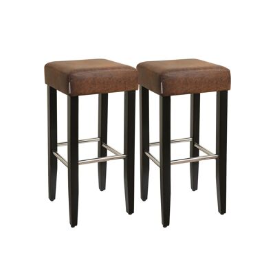 Set of 2 brown faux leather bar stools 36 x 76 x 36 cm (W x H x D)