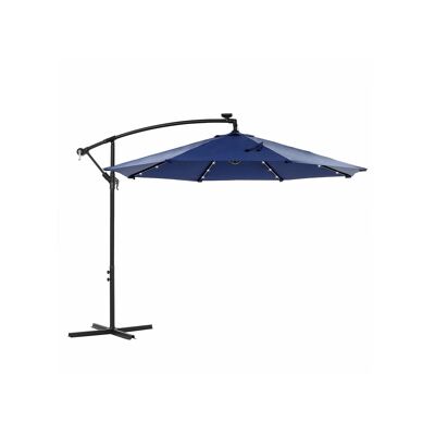 Parasol with solar-powered LED lighting