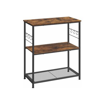 Industrial style kitchen shelf with hooks 80 x 40 x 90 cm (L x W x H)