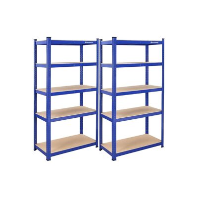 Set of 2 Storage Shelves with 5 Adjustable Shelves Blue 180 x 90 x 45 cm (W x H x D)