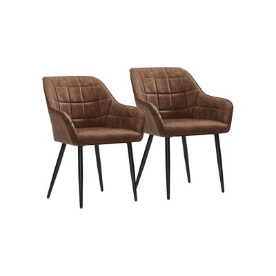 Set of 2 dining chairs with PU coating dark brown 62.5 x 60 x 85 cm (L x W x H)
