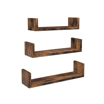 U-shaped wall shelves in vintage brown 30 x 10 x 7 cm (L x W x H)