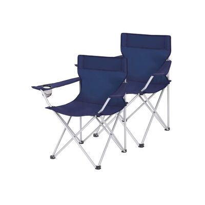 Set of 2 dark blue camping chairs 84 x 52 x 81 cm (L x W x H)