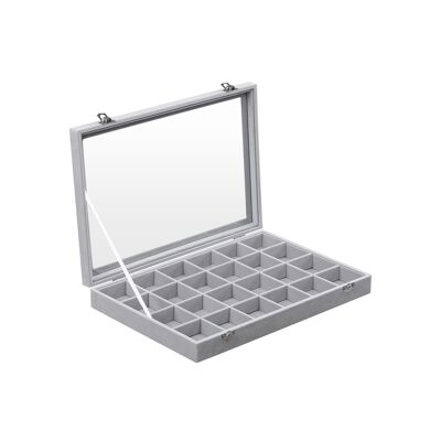 Jewelery box with gray glass lid 35 x 24 x 5 cm (L x W x H)