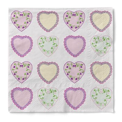 Disposable napkin Sweet Love in pink made of tissue 33 x 33 cm