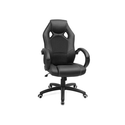Modern black faux leather office chair
