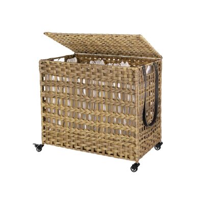 Hand-woven laundry basket in natural color 66 x 35 x 60.5 cm (L x W x H)