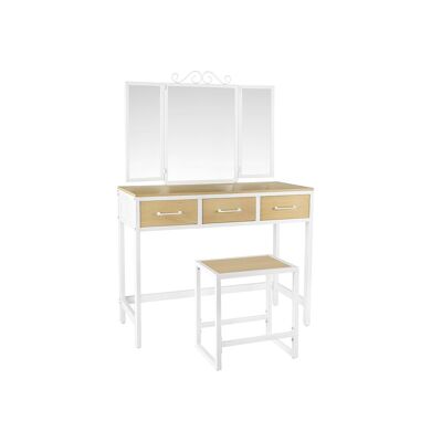 Dressing table with folding mirror in 3 parts 90 x 40 x 137.5 cm (L x W x H)