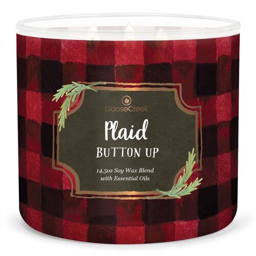 Plaid Button-up Goose Creek Candle® Large 3-Wick Candle