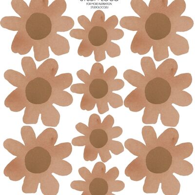 4 SHEETS OF WALLSTICKERS DAISIES RUST