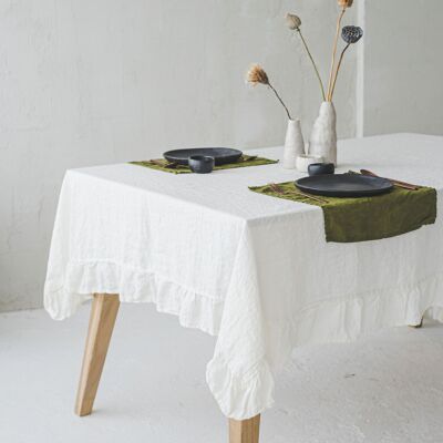 Soft Washed Linen Tablecloth with Ruffles in Various Sizes