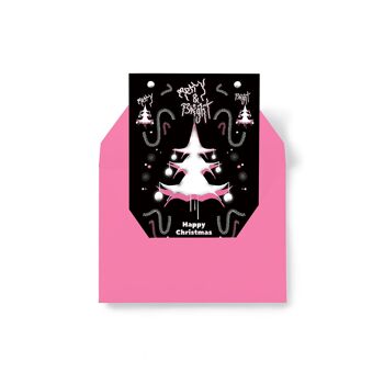 MERRY & BRIGHT –Christmas Card – Black / Pink 1