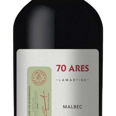 70 ARES, vino sin sulfitos añadidos, 100% Malbec, Castillon Côtes de Bordeaux 2020 Regalo original para Navidad o Año Nuevo