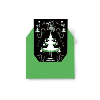 MERRY & BRIGHT –Christmas Card – Black / GREEN 1