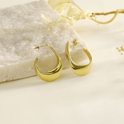 Oval gold earrings