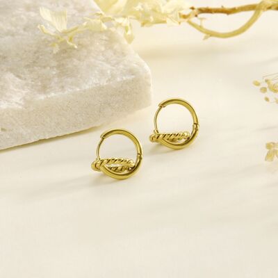 Gold mini hoop earrings with circle