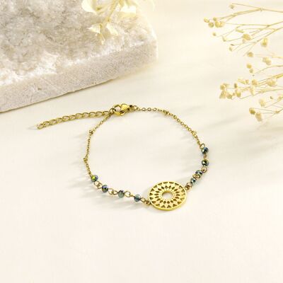 Chain bracelet with color and round pendant